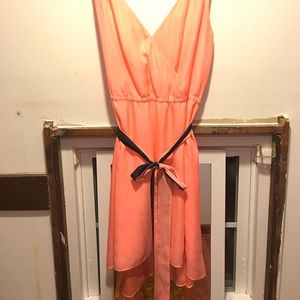 Orange and navy open back dress